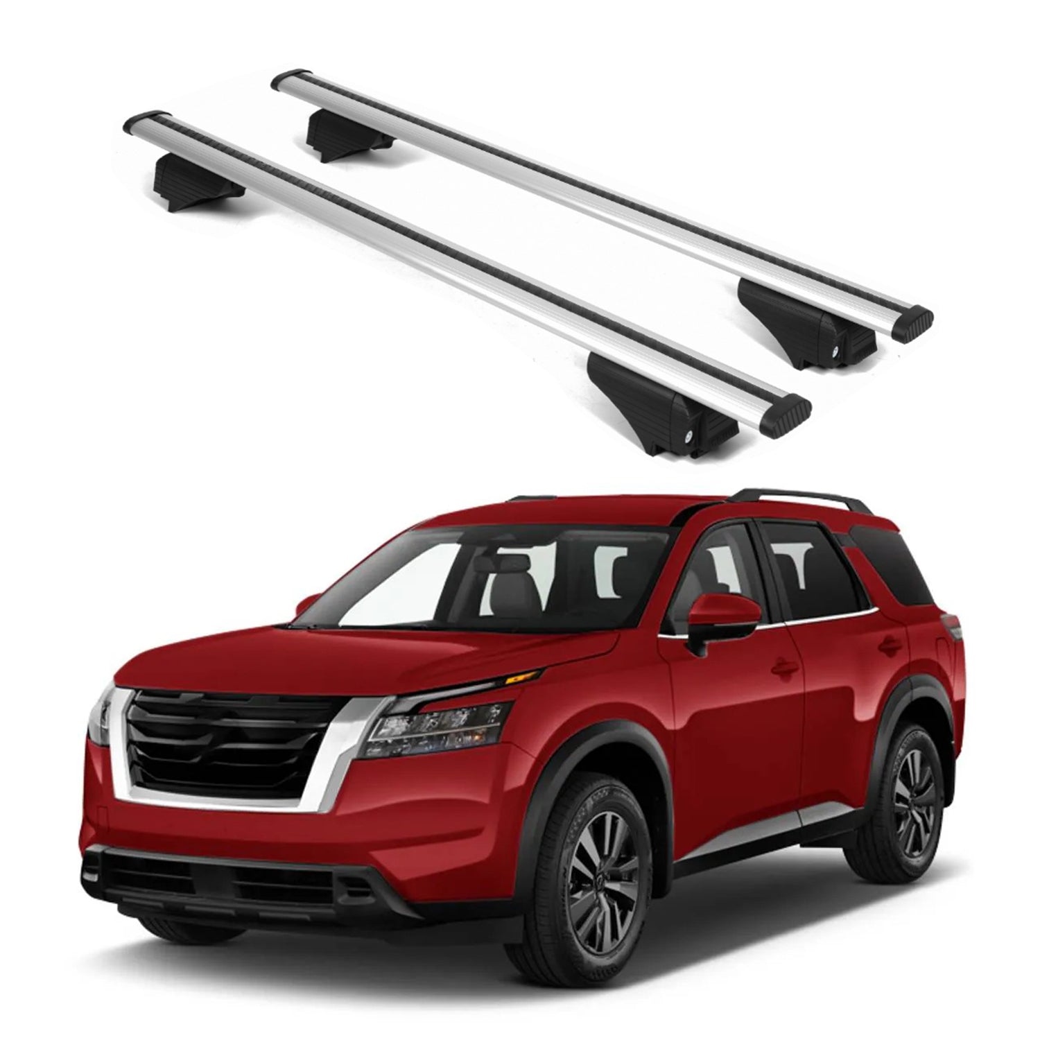 ERKUL Roof Rack Crossbars for Nissan Pathfinder 22-25 for Raised Rails-Silver