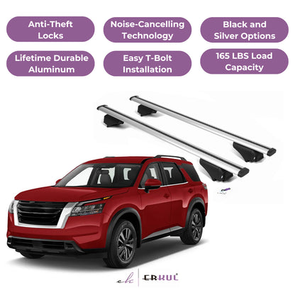 Roof Rack Crossbars with Extended Bar Design for Nissan Pathfinder 22-25 -Silver