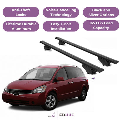 Roof Rack Cross Bars with Extended Bar Design for Nissan Quest 2004-2010  - Black