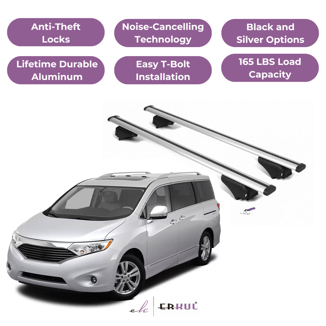 Roof Rack Cross Bars with Extended Bar Design for Nissan Quest 2011-2017  - Silver