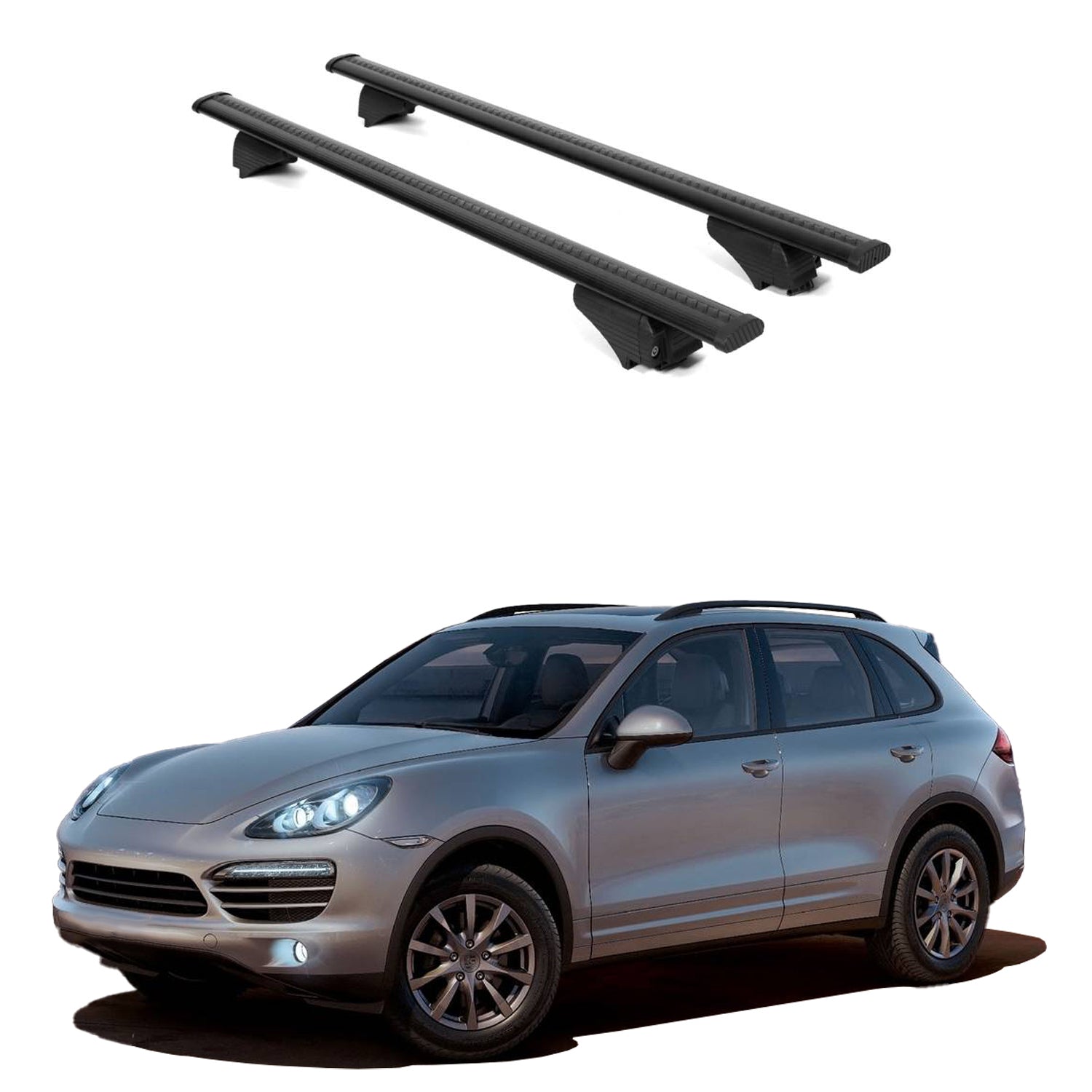 ERKUL Roof Rack Cross Bars for Porsche Cayenne 2011 2018 For Raised Rails  - Black