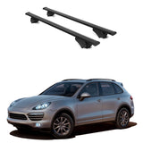 ERKUL Roof Rack Cross Bars for Porsche Cayenne 2011 2018 | Aluminum Crossbars with Anti Theft Lock for Rooftop | Compatible with Raised Rails   - Black