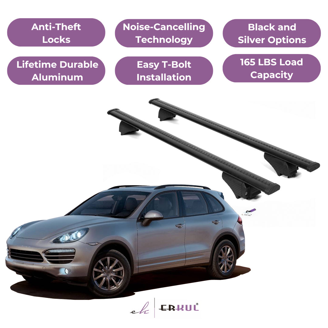 Roof Rack Cross Bars with Extended Bar Design for Porsche Cayenne 2011-2018 -Black