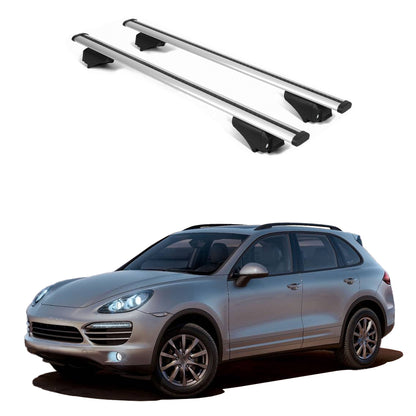 ERKUL Roof Rack Cross Bars for Porsche Cayenne 2011 2018 For Raised Rails  - Silver