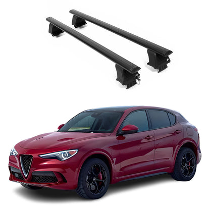 ERKUL Roof Rack Crossbars For ALFA ROMEO STELVIO 2018-2026 Naked Roof Aluminum Black