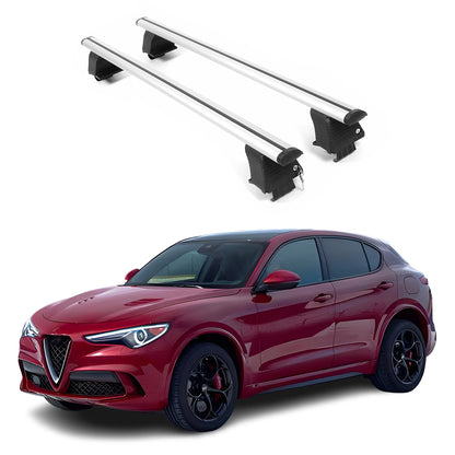 ERKUL Roof Rack Crossbars For ALFA ROMEO STELVIO 2018-2026 Naked Roof Aluminum Silver
