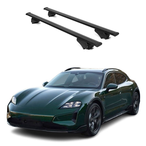 ERKUL Roof Rack Cross Bars for Porsche Taycan Cross Turismo 2020 2024 | Aluminum Crossbars with Anti Theft Lock for Rooftop | Compatible with Raised Rails   - Black