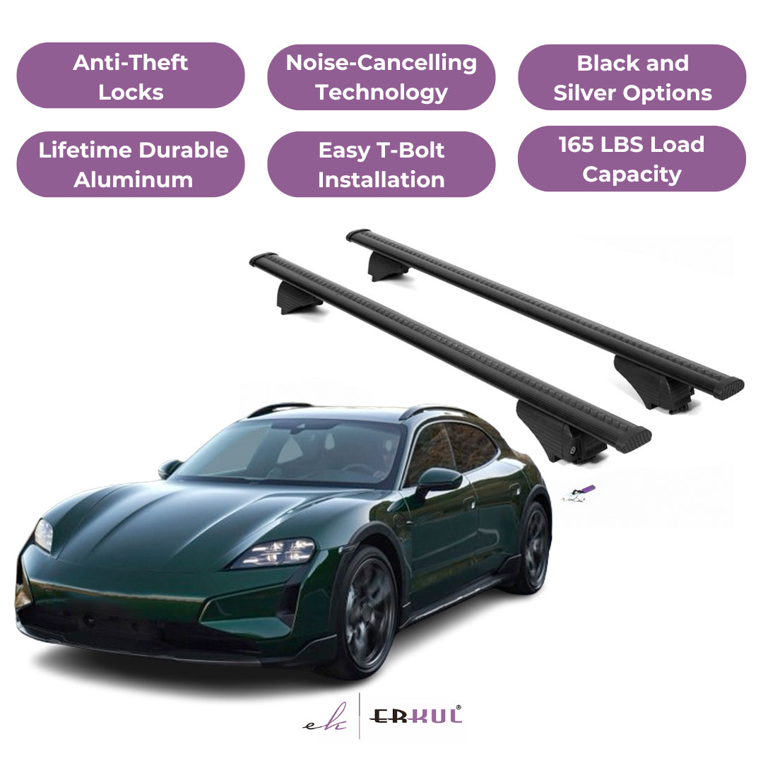 Roof Rack Cross Bars with Extended Bar Design for Porsche Taycan Cross Turismo 2020-2025 - Black