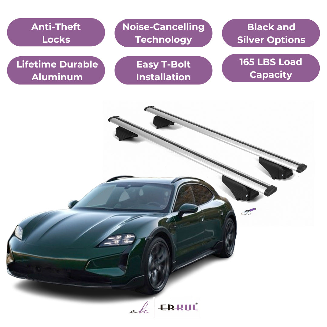 Roof Rack Cross Bars with Extended Bar Design for Porsche Taycan Cross Turismo 2020-2025 - Silver