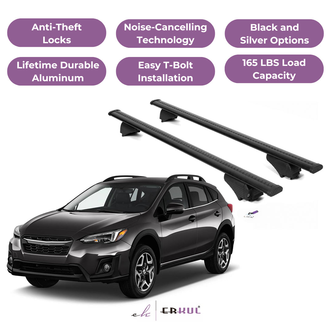 Roof Rack Cross Bars with Extended Bar Design for Subaru Crosstrek 2018-2023 -Black