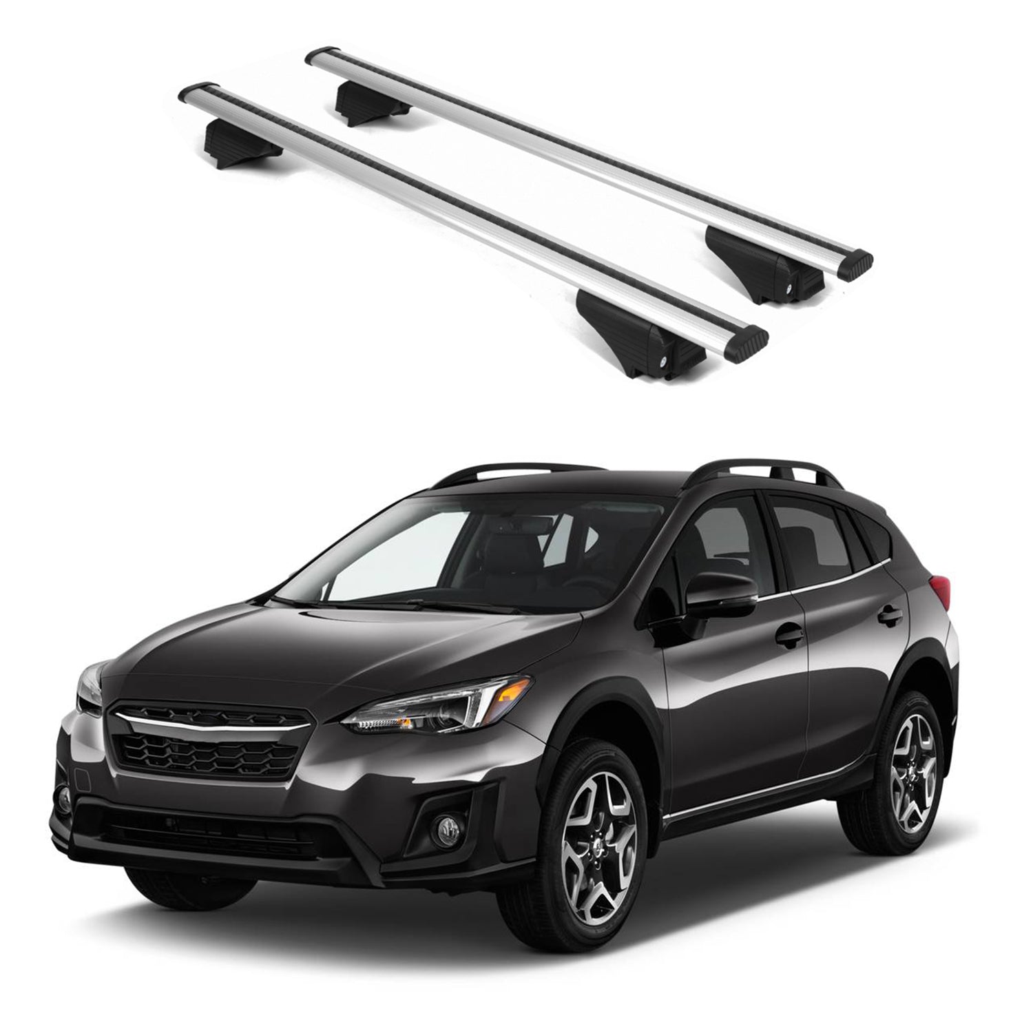 ERKUL Roof Rack Cross Bars for Subaru Crosstrek 2018 2023 For Raised Rails  - Silver