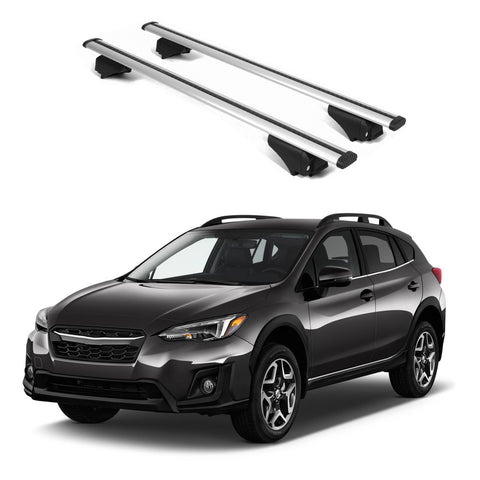 ERKUL Roof Rack Cross Bars for Subaru Crosstrek 2018 2023 | Aluminum Crossbars with Anti Theft Lock for Rooftop | Compatible with Raised Rails   - Silver