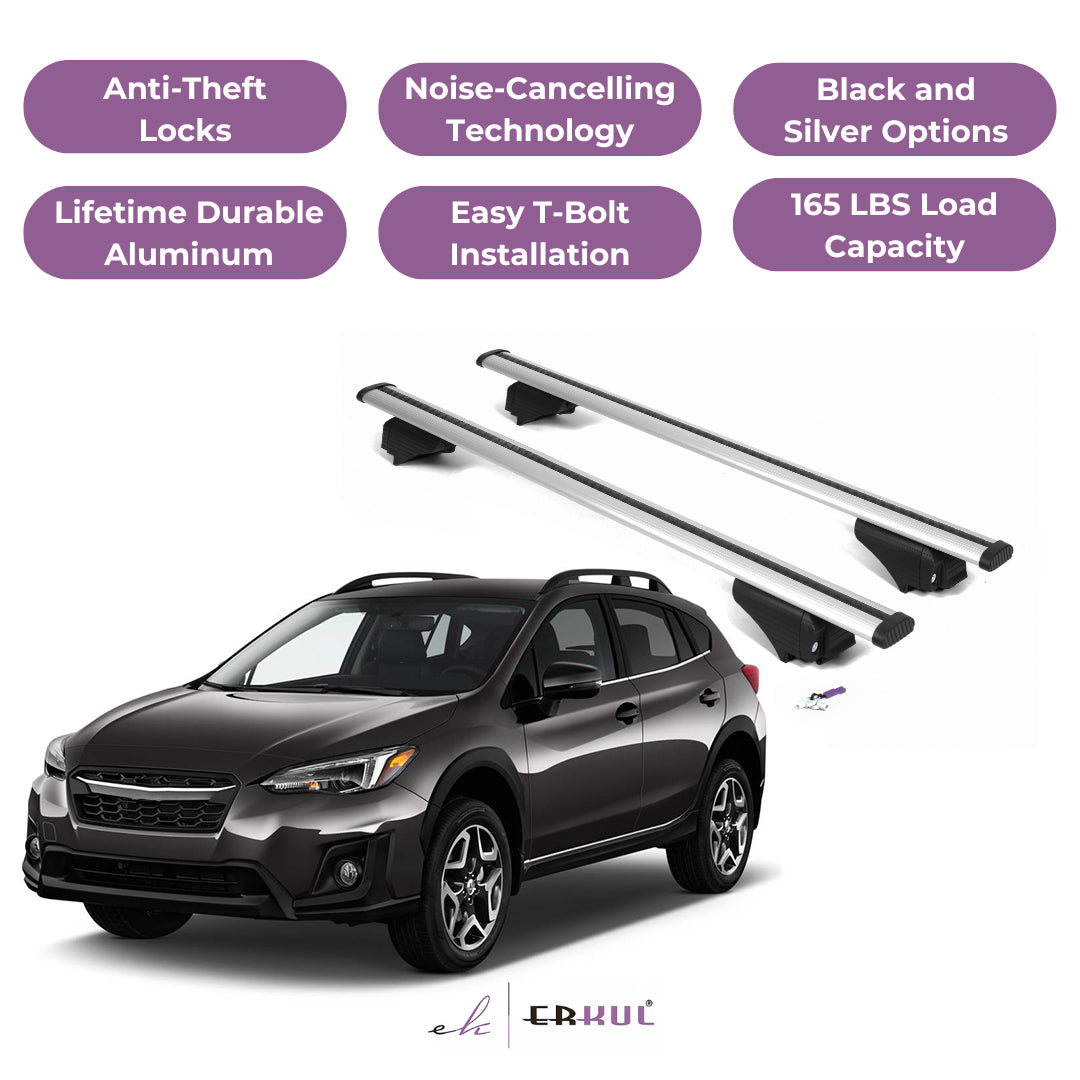 Roof Rack Crossbars with Extended Bar Design for Subaru Crosstrek 2018-2023 -Silver