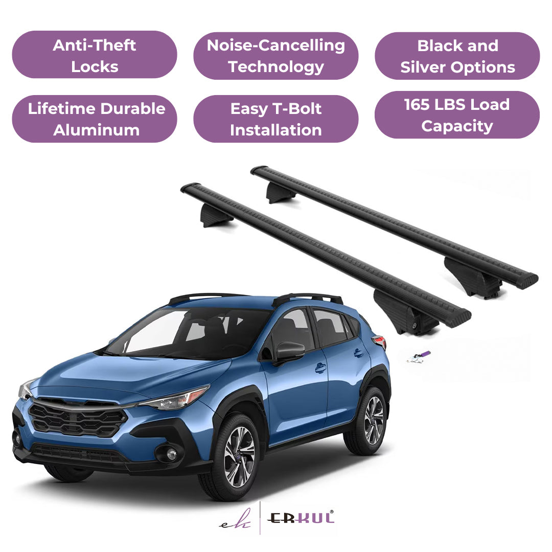 Roof Rack Cross Bars with Extended Bar Design for Subaru Crosstrek 2024-25  - Black