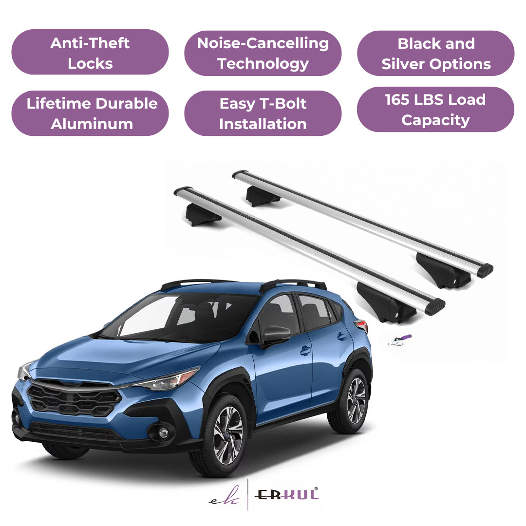 Roof Rack Cross Bars with Extended Bar Design for Subaru Crosstrek 2024-25  - Silver