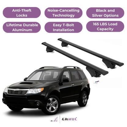 ERKUL Roof Rack Cross Bars for Subaru Forester 2009-2013 for Raised Rails-Black
