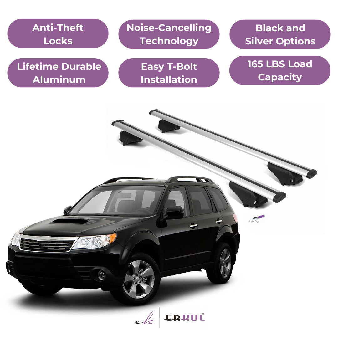 Roof Rack Cross Bars with Extended Bar Design for Subaru Forester 2009-2013 -Silver