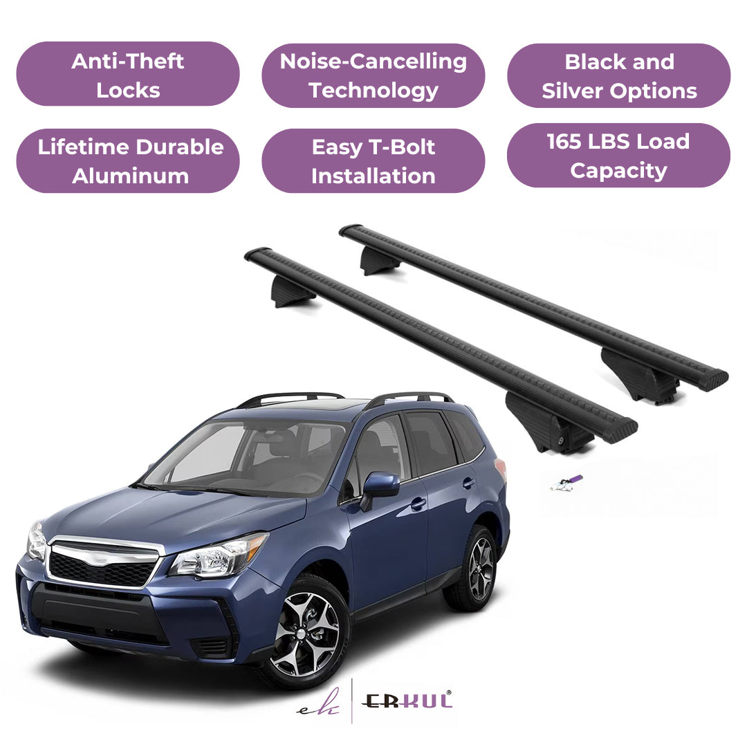 Roof Rack Cross Bars with Extended Bar Design for Subaru Forester 2014-2024 -Black