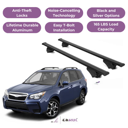 Roof Rack Cross Bars with Extended Bar Design for Subaru Forester 2014-2024 -Black