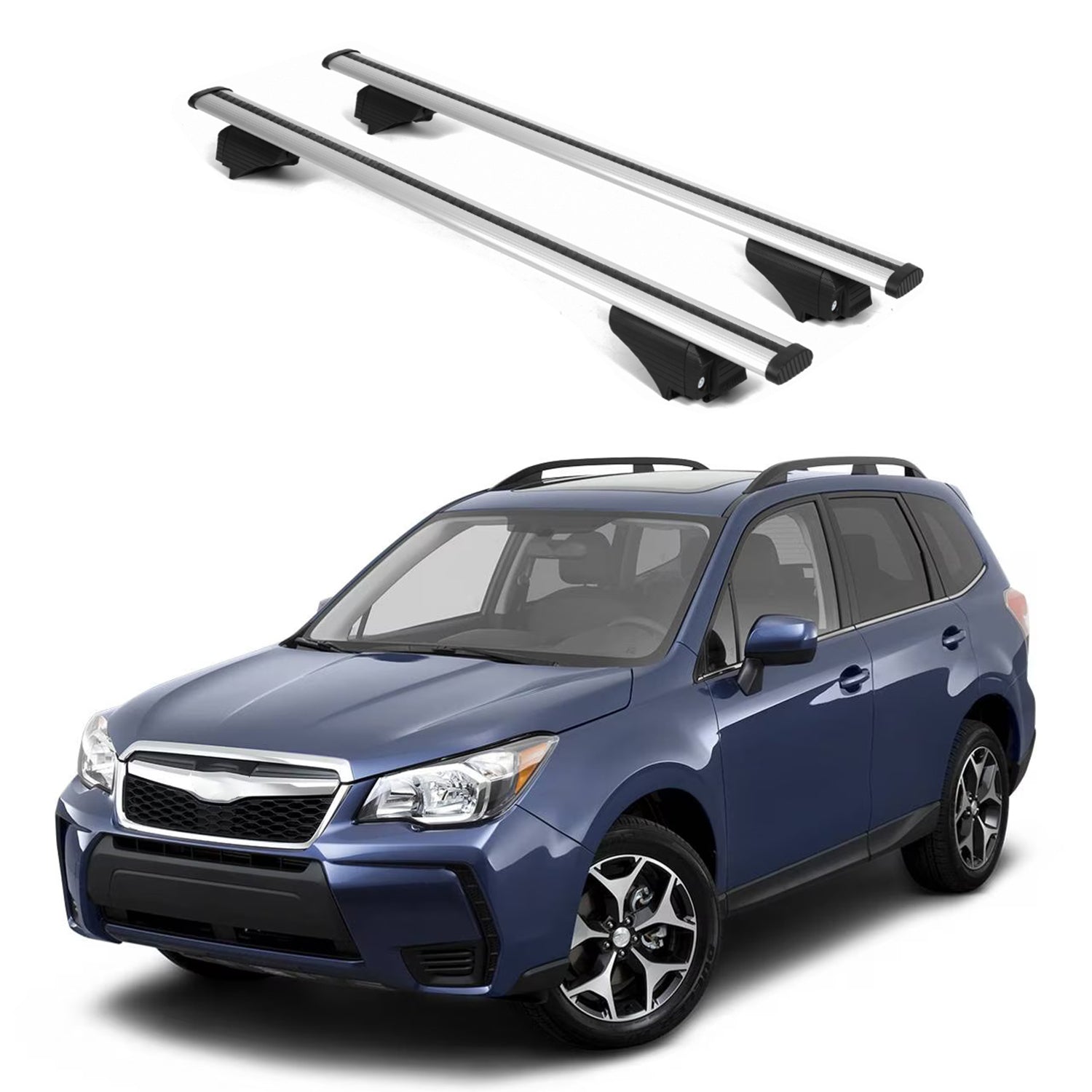 ERKUL Roof Rack Cross Bars for Subaru Forester 2014 2024 For Raised Rails  - Silver