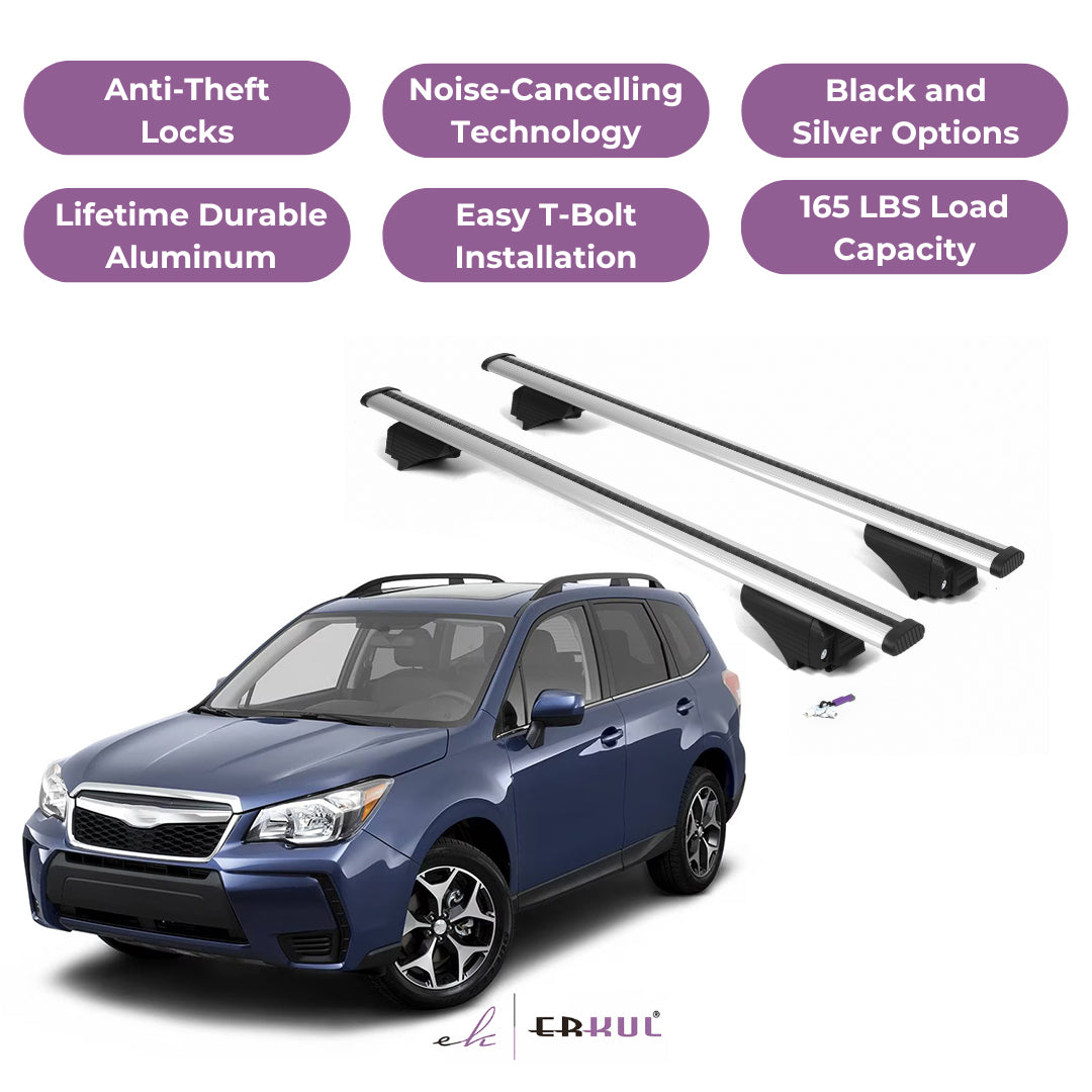 Roof Rack Cross Bars with Extended Bar Design for Subaru Forester 2014-2024 -Silver