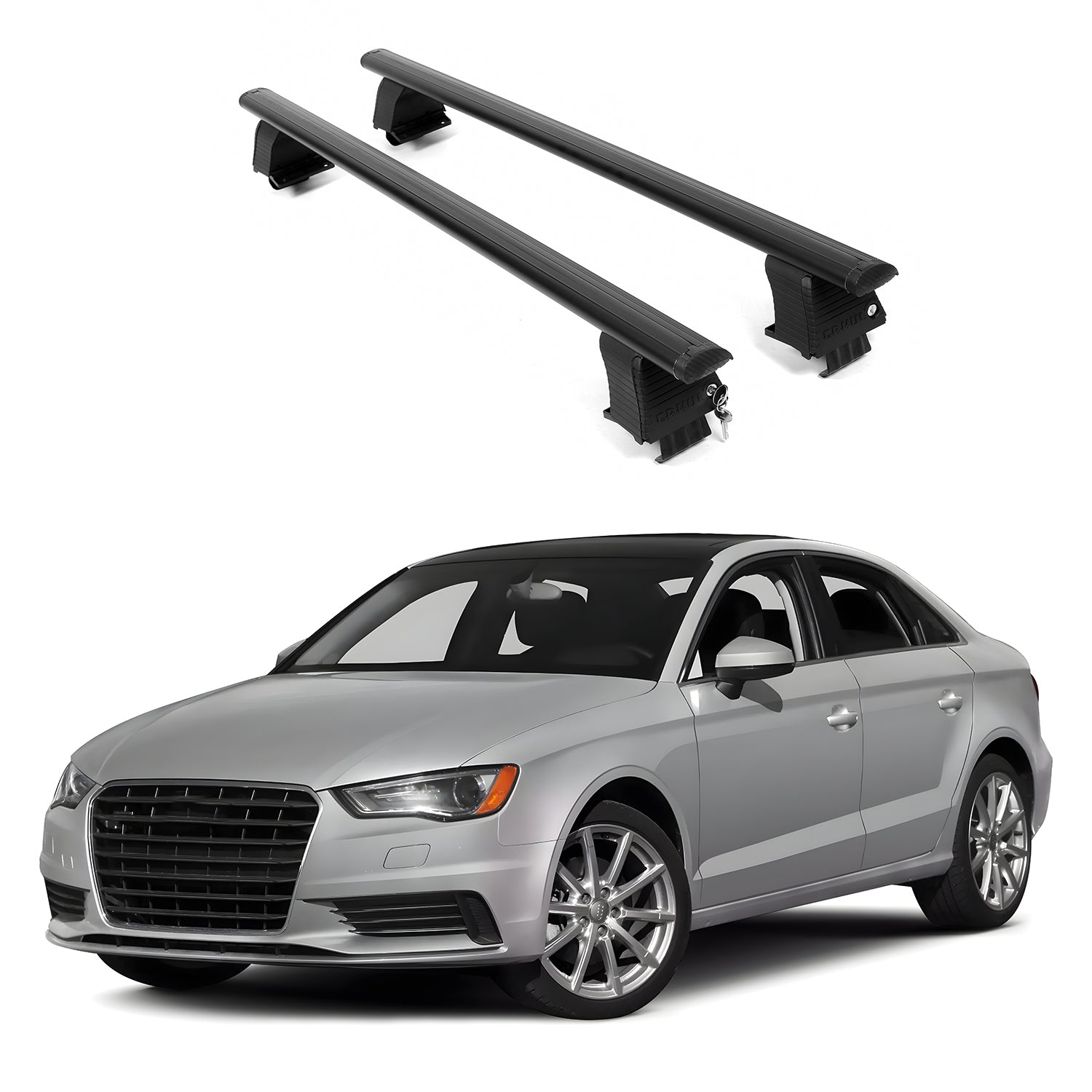 ERKUL Roof Rack Crossbars For AUDI A3 2014-2021 Naked Roof Aluminum Black