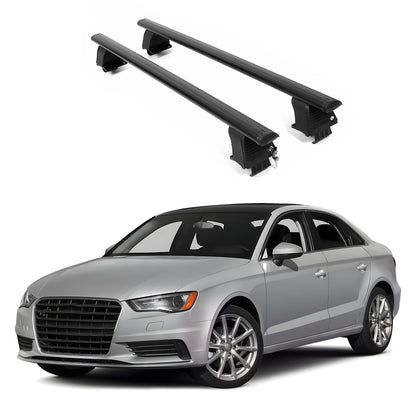 ERKUL Roof Rack Crossbars For AUDI A3 2014-2021 Naked Roof Aluminum Black