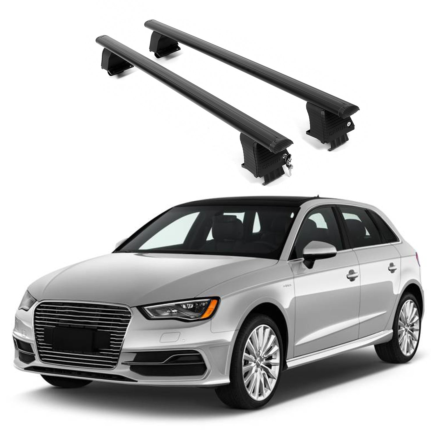 ERKUL Roof Rack Crossbars For AUDI A3 SPORTBACK e-tron 2016-2018 Naked Roof Aluminum Black