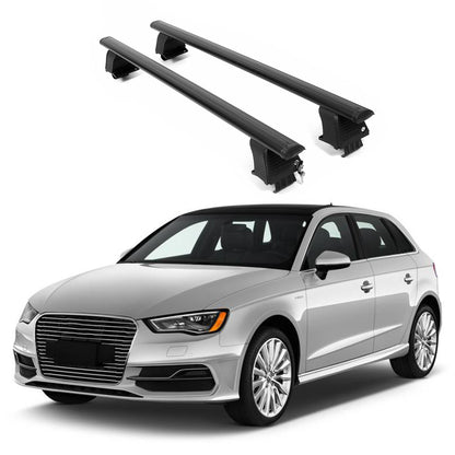 ERKUL Roof Rack Crossbars For AUDI A3 SPORTBACK e-tron 2016-2018 Naked Roof Aluminum Black