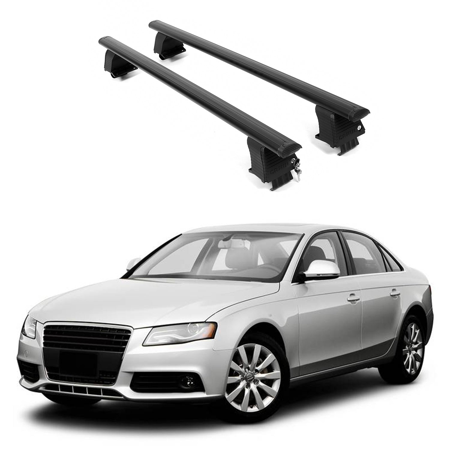 ERKUL Roof Rack Crossbars For AUDI A4 2009-2016 Naked Roof Aluminum Black