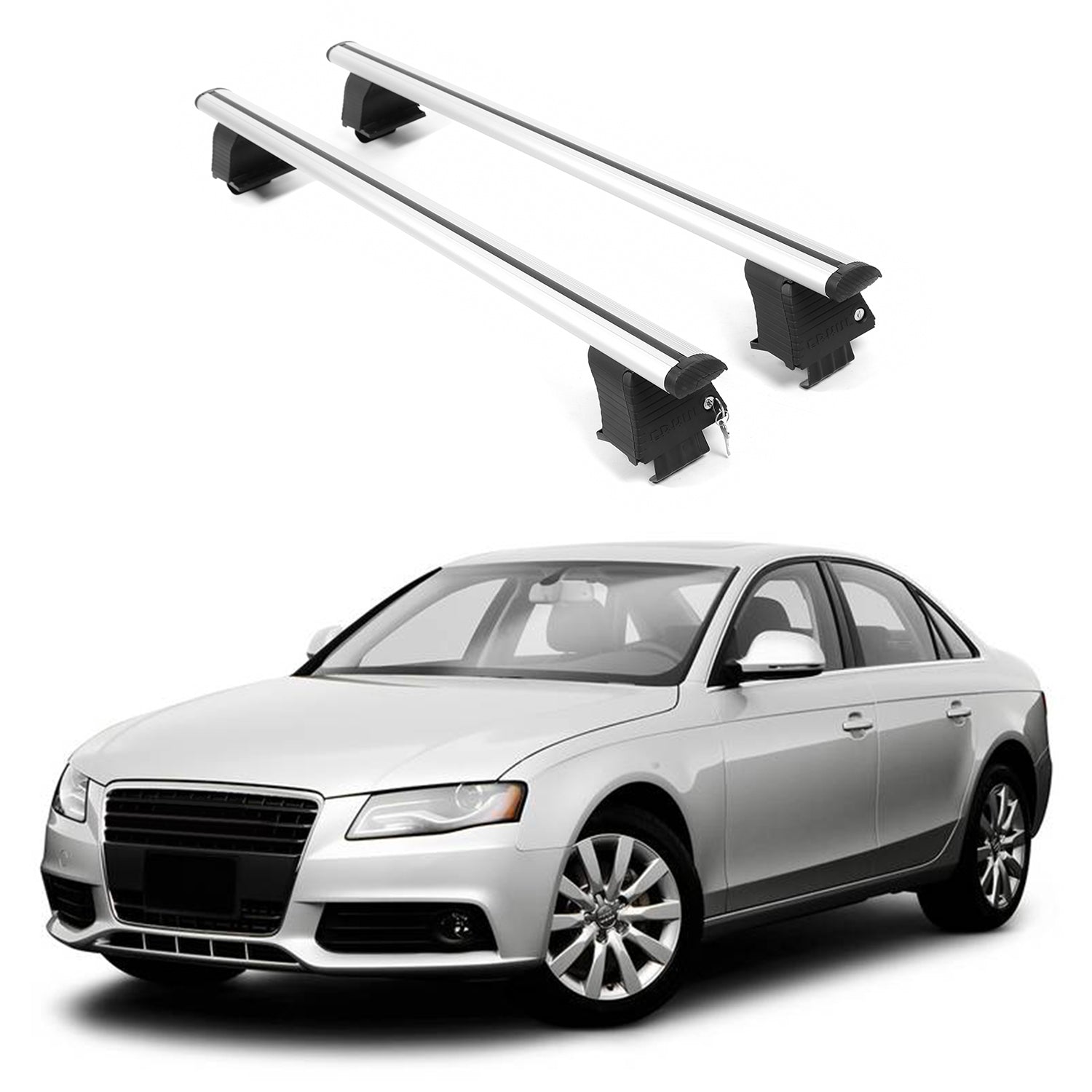 ERKUL Roof Rack Crossbars For AUDI A4 2009-2016 Naked Roof Aluminum Silver