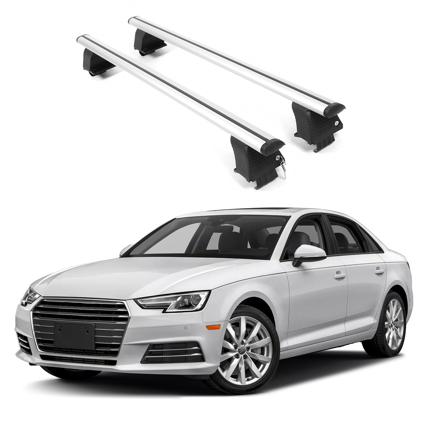 ERKUL Roof Rack Crossbars For AUDI A4 2017-2025 Naked Roof Aluminum Silver