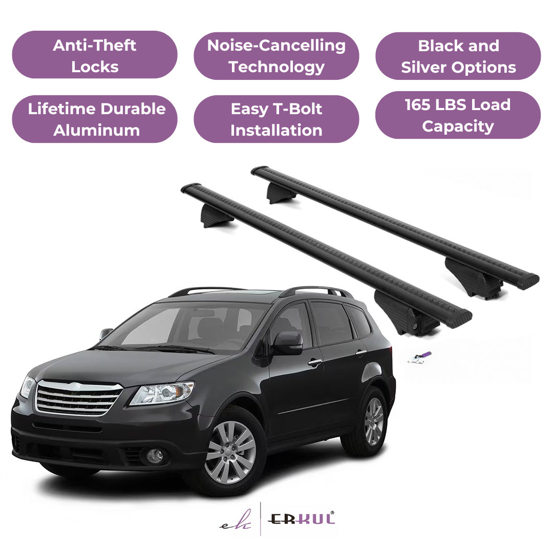 Roof Rack Cross Bars with Extended Bar Design for Subaru Tribeca 2008-2014  - Black