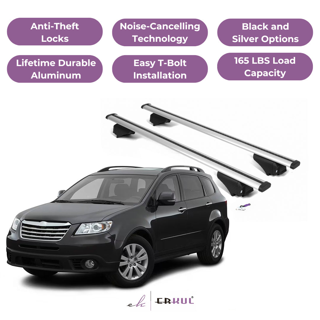 Roof Rack Cross Bars with Extended Bar Design for Subaru Tribeca 2008-2014 -Silver