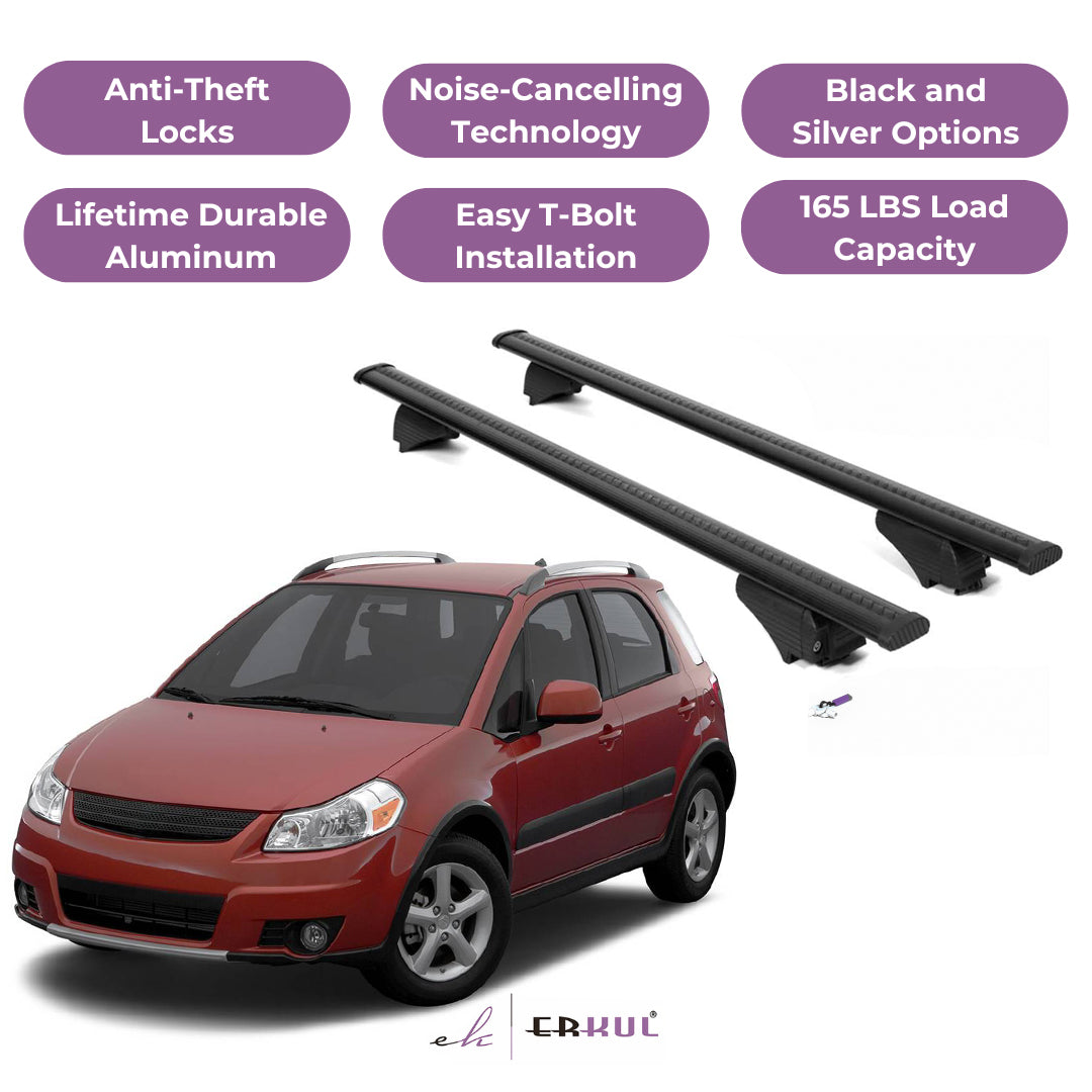 Roof Rack Cross Bars with Extended Bar Design for Suzuki SX4 2006-2013  - Black
