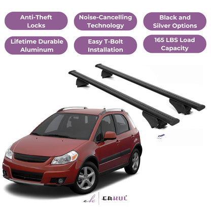 Roof Rack Cross Bars with Extended Bar Design for Suzuki SX4 2006-2013  - Black