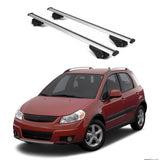 ERKUL Roof Rack Cross Bars for Suzuki SX4 2006 2013 | Aluminum Crossbars with Anti Theft Lock for Rooftop | Compatible with Raised Rails   - Silver