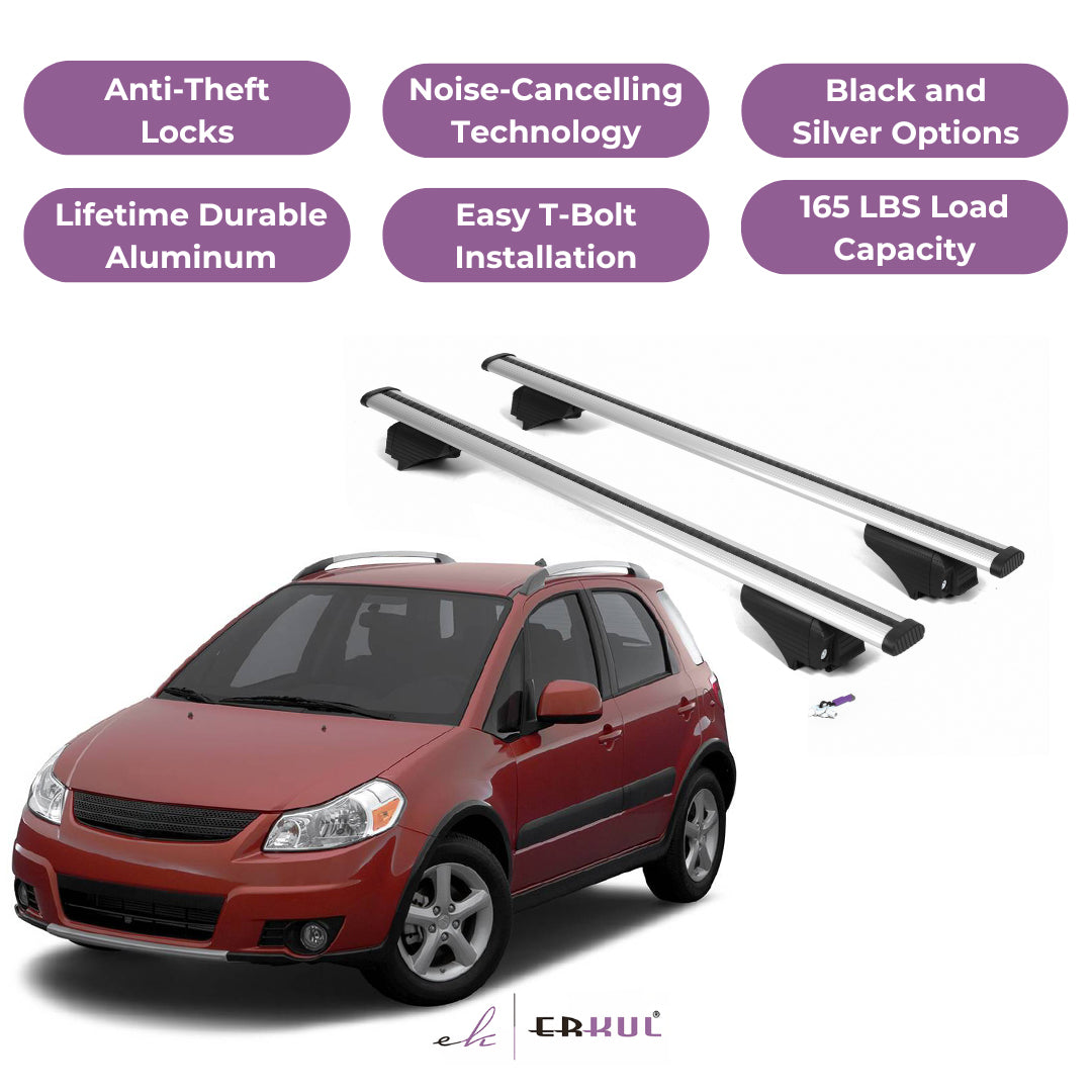 Roof Rack Cross Bars with Extended Bar Design for Suzuki SX4 2006-2013  - Silver