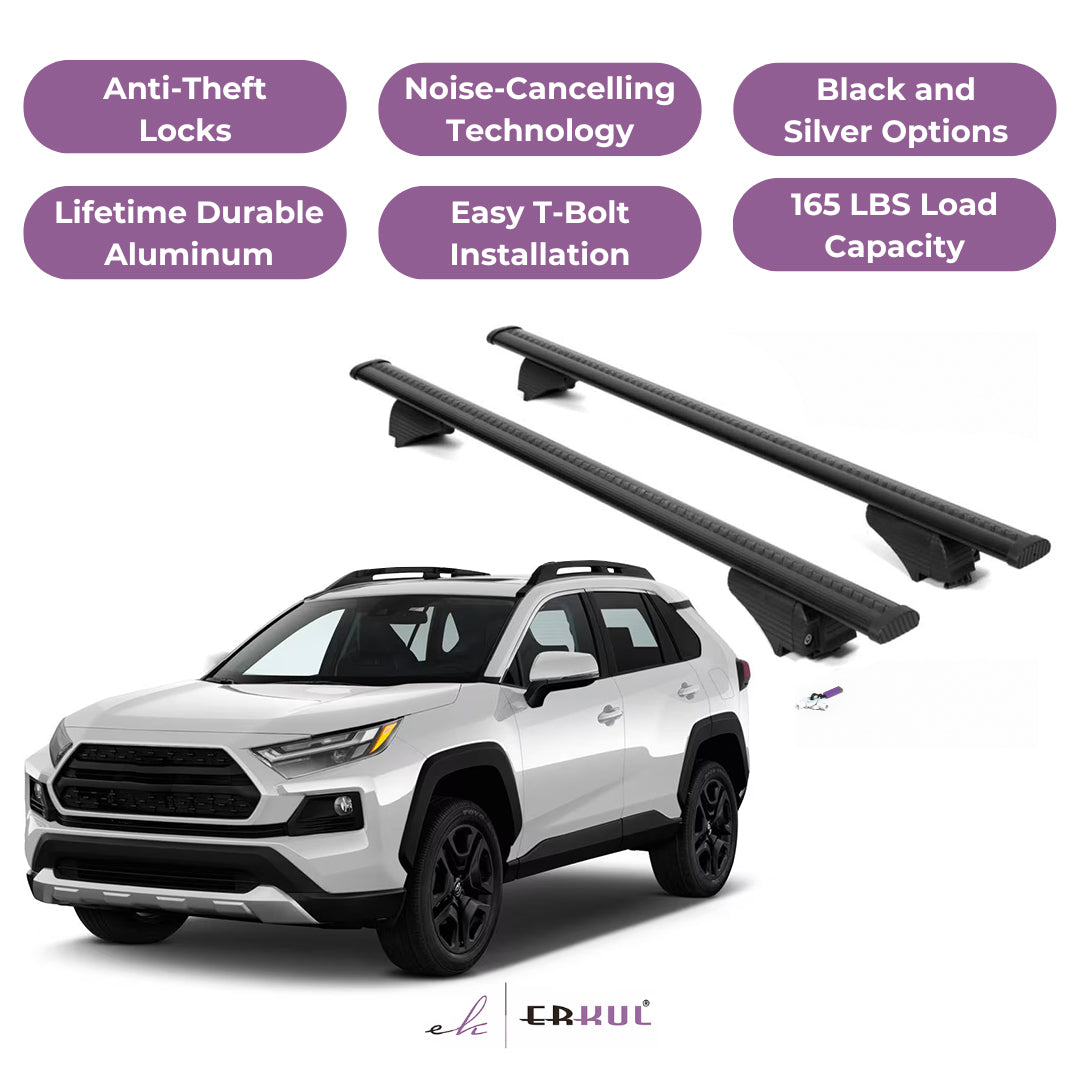 Roof Rack Cross Bars with Extended Bar Design for Toyota 4Runner 2010-2024  - Black