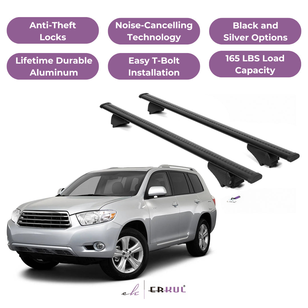 Roof Rack Crossbars with Extended Bar Design for Toyota Highlander 2010-2013 -Black