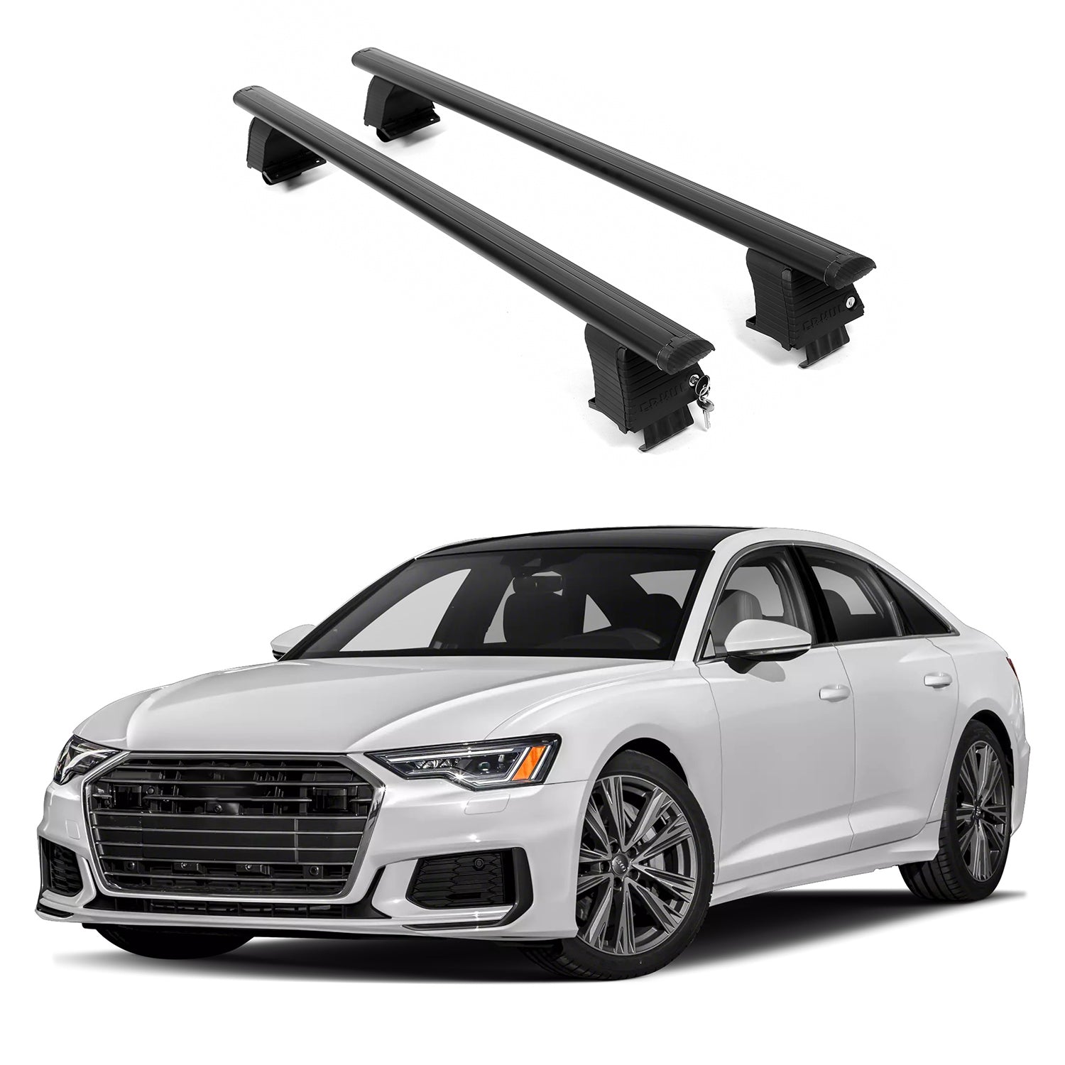 ERKUL Roof Rack Crossbars For AUDI A6 2019-2025 Naked Roof Aluminum Black