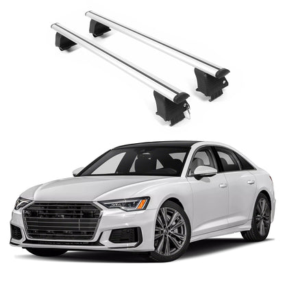 ERKUL Roof Rack Crossbars For AUDI A6 2019-2025 Naked Roof Aluminum Silver
