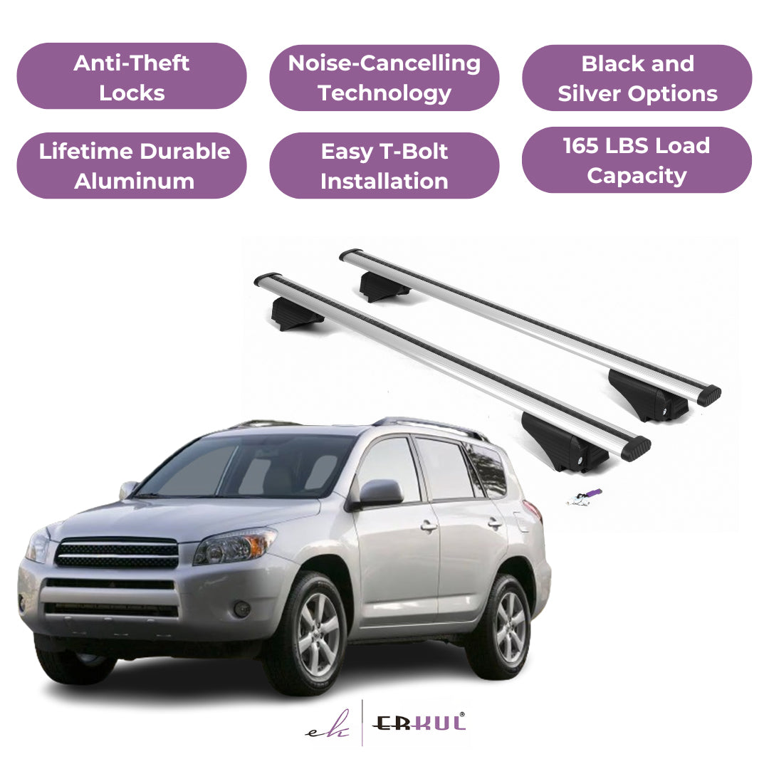 Roof Rack Cross Bars with Extended Bar Design for Toyota RAV4 2007-2012  - Silver
