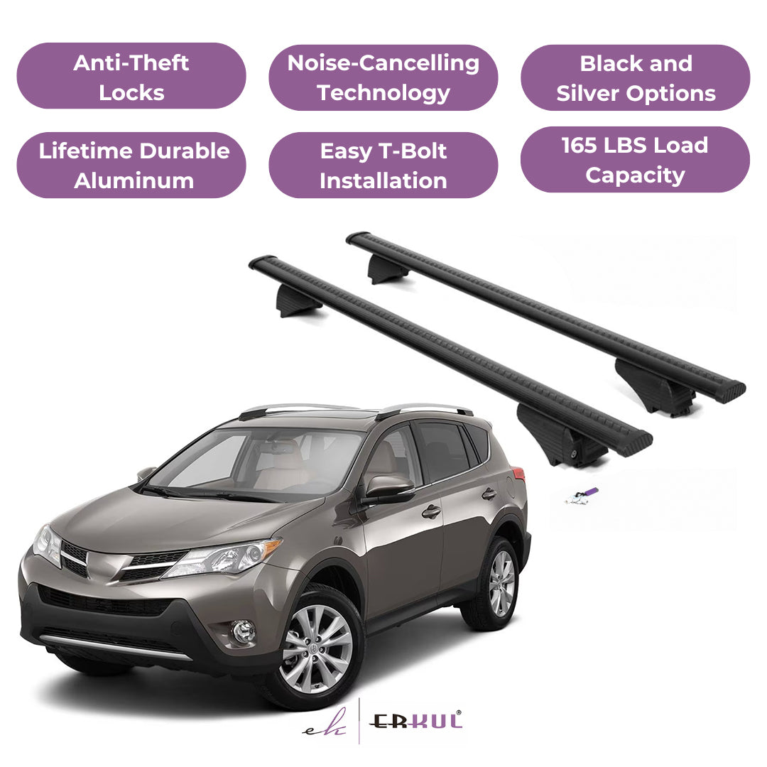 Roof Rack Cross Bars with Extended Bar Design for Toyota RAV4 2013-2018  - Black
