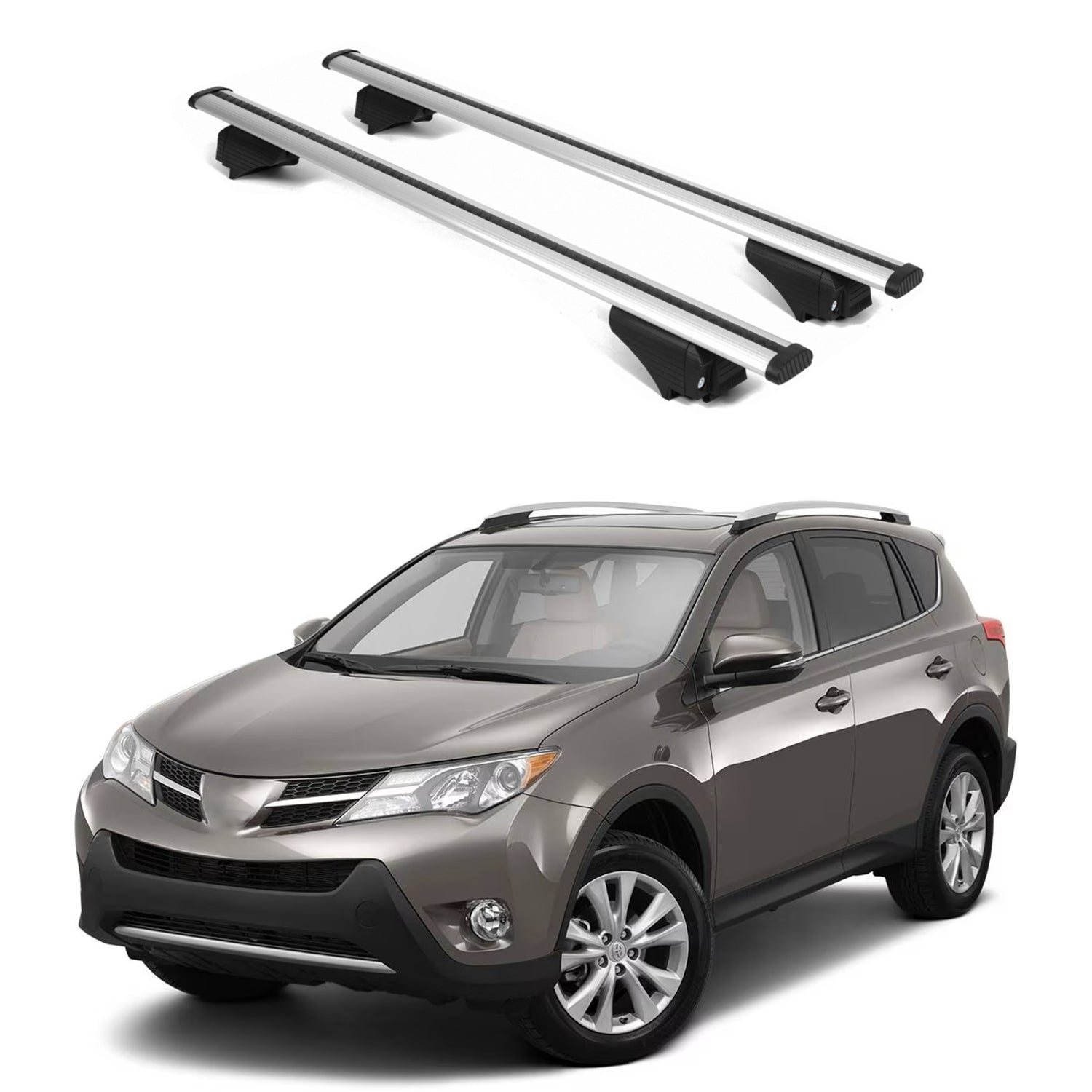 ERKUL Roof Rack Cross Bars for Toyota RAV4 2013 2018 For Raised Rails  - Silver