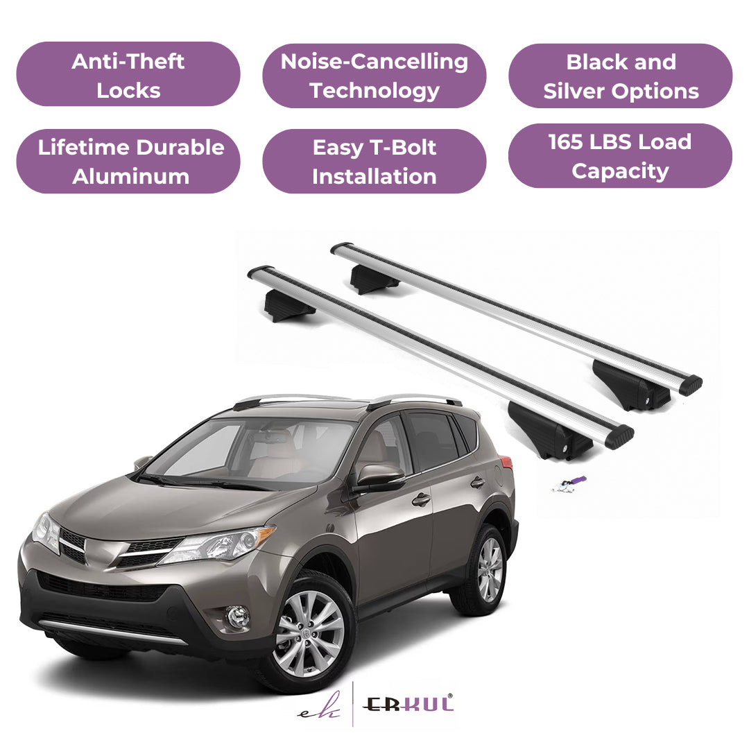 Roof Rack Cross Bars with Extended Bar Design for Toyota RAV4 2013-2018  - Silver