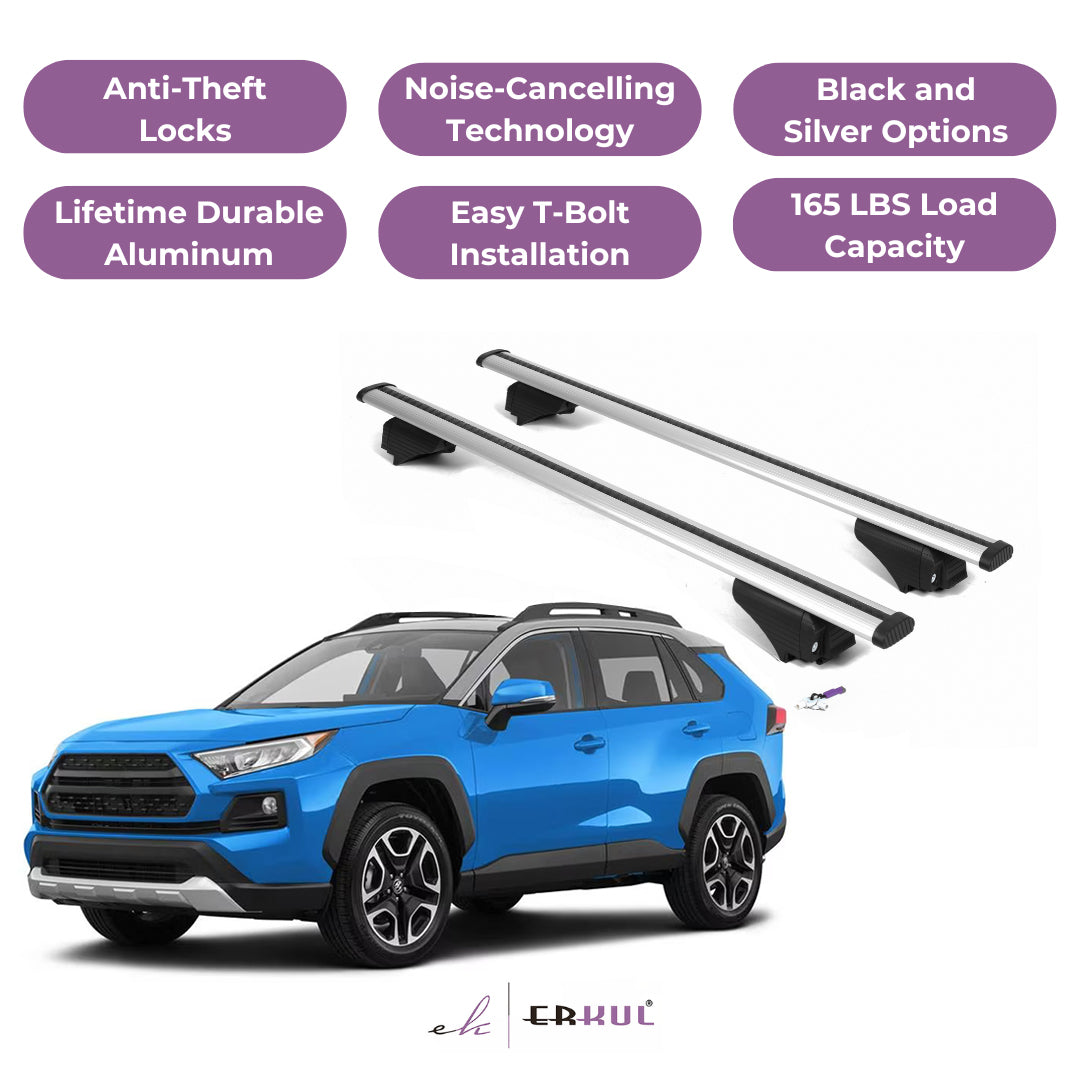 Roof Rack Cross Bars with Extended Bar Design for Toyota RAV4 2019-2025  - Silver