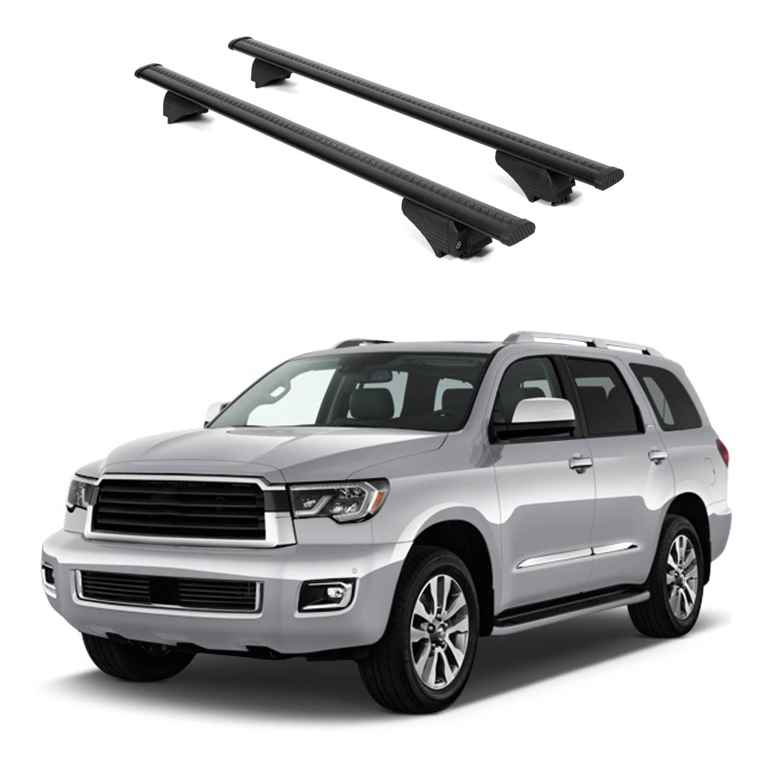 ERKUL Roof Rack Cross Bars for Toyota Sequoia 2008 2022 For Raised Rails  - Black