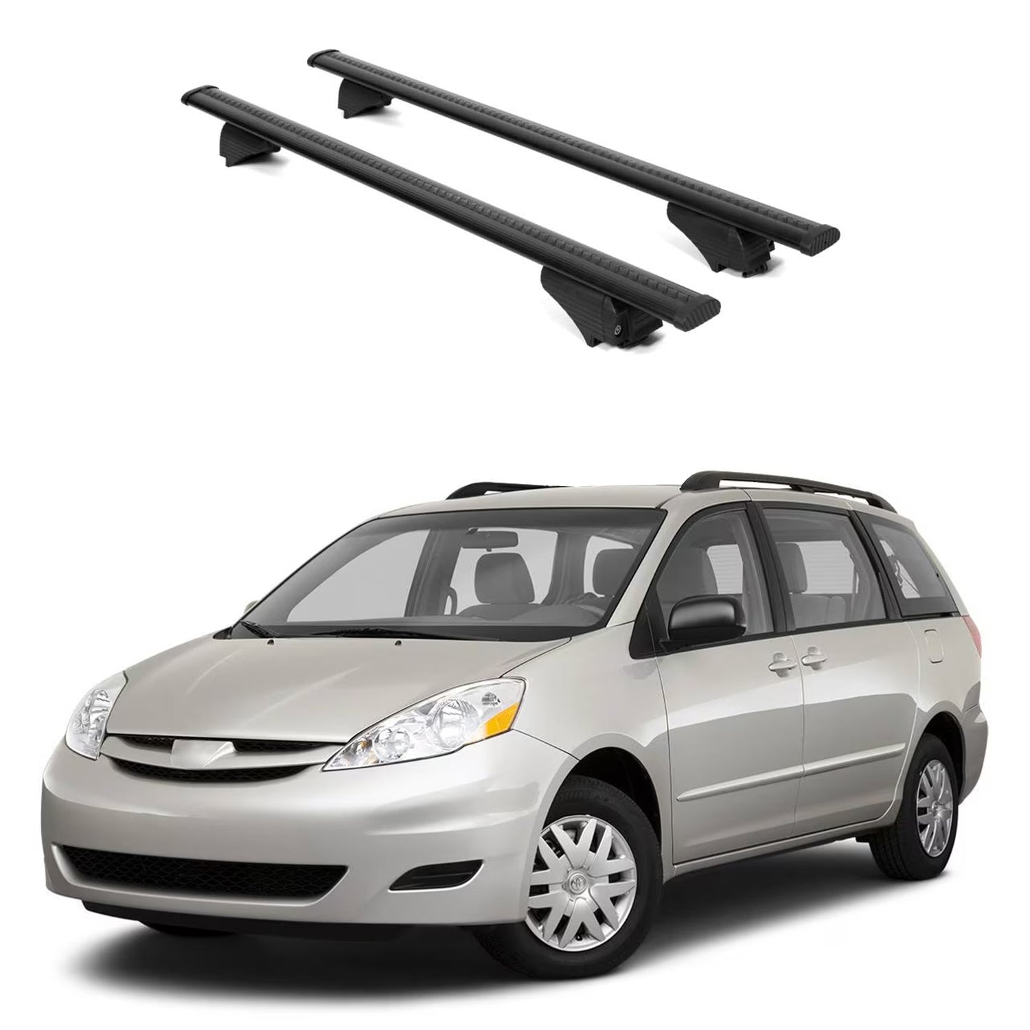 ERKUL Roof Rack Cross Bars for Toyota Sienna 2004 2010 For Raised Rails  - Black