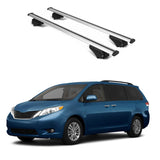 ERKUL Roof Rack Cross Bars for Toyota Sienna 2011 2020 | Aluminum Crossbars with Anti Theft Lock for Rooftop | Compatible with Raised Rails   - Silver